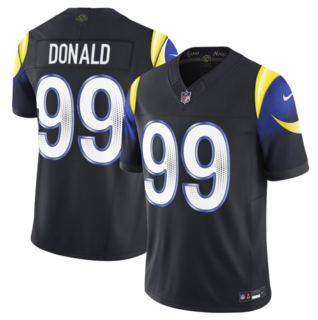 Women's Los Angeles Rams #99 Aaron Donald Black 2025 F.U.S.E. “Rivalries” Vapor Limited Stitched Football Jersey(Run Small)